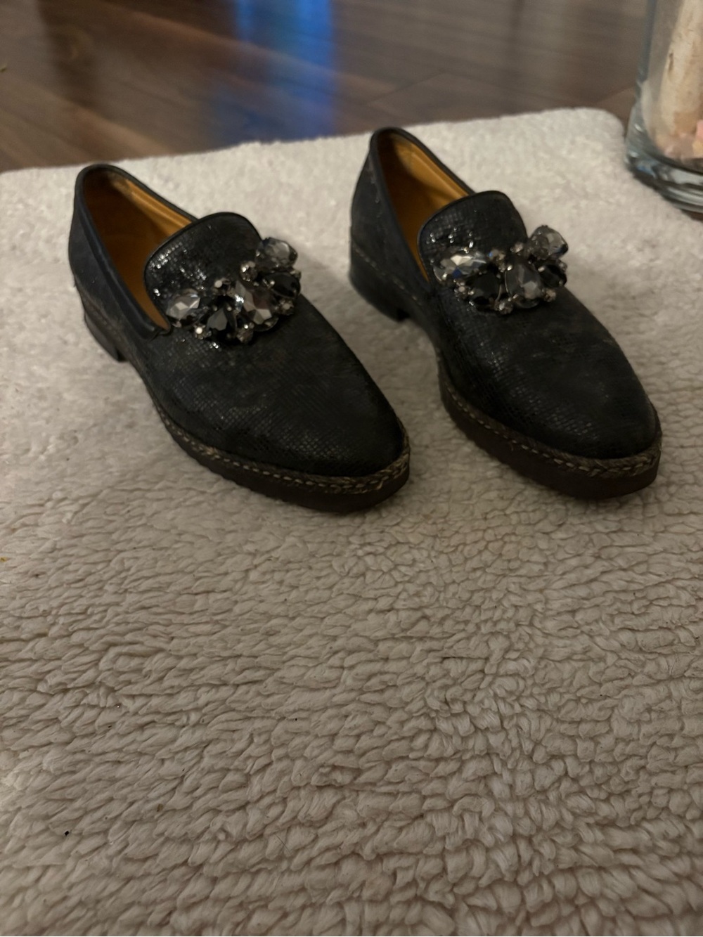🤎PETER KAISER BLACK EMBELLISHED LEATHER LOAFERS